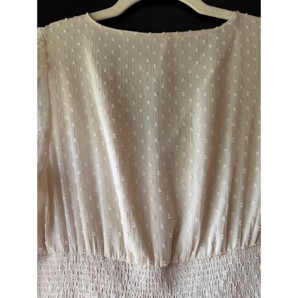 Patrons of Peace Altura Dress Maxi Coquette Milkmaid Tiered Cream Swiss Dot Sz S - Picture 9 of 15